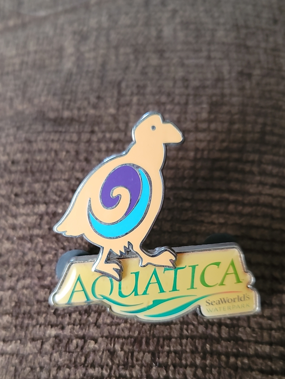 Aquatica Collectible Bird Enamel Pin in Yellow, Blue & Purple